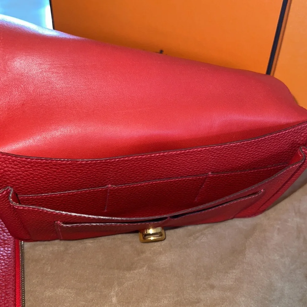 Hermes Dogon Duo Wallet Rouge Leather